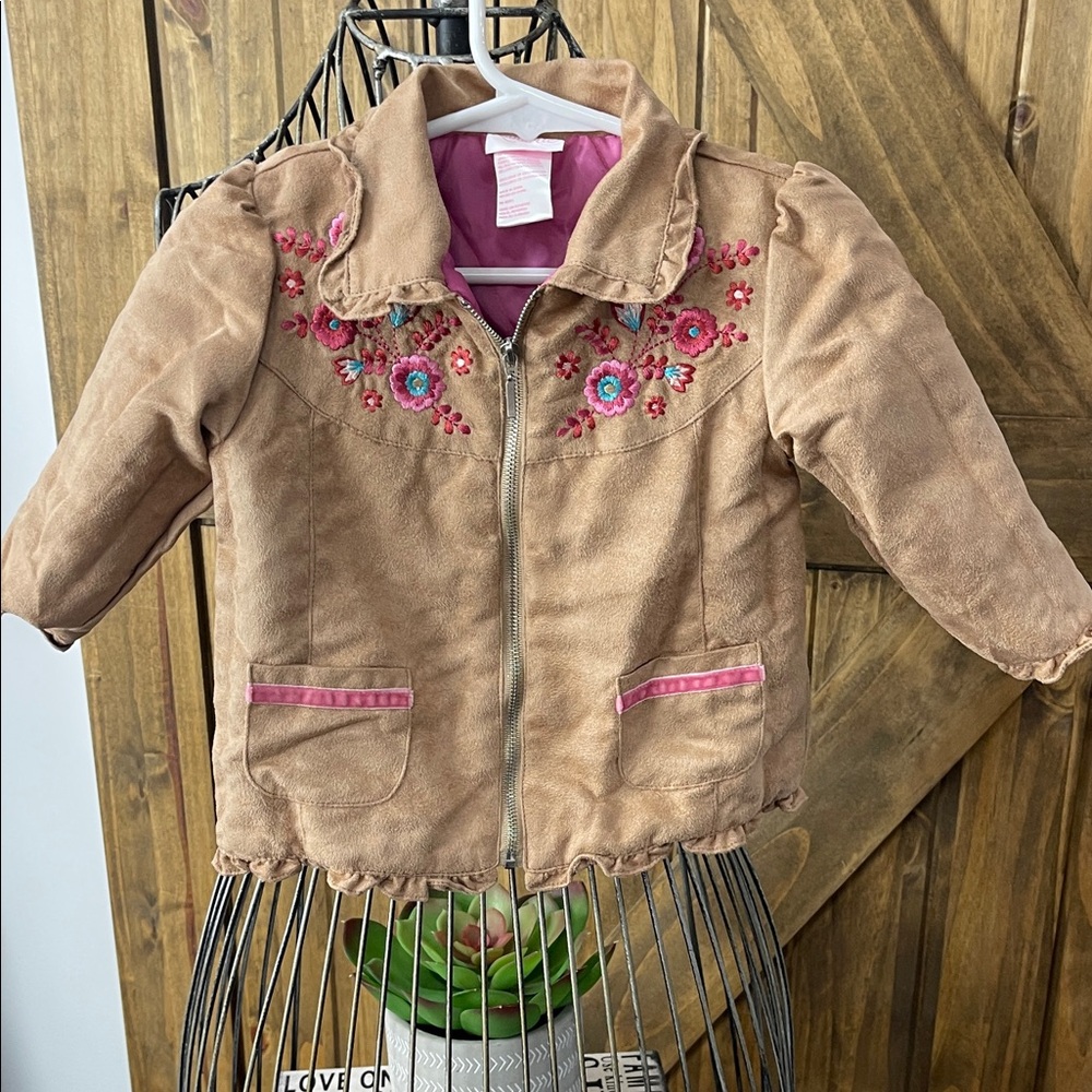 Nannette Embroidered Tan Baby Girl Jacket. 18months.